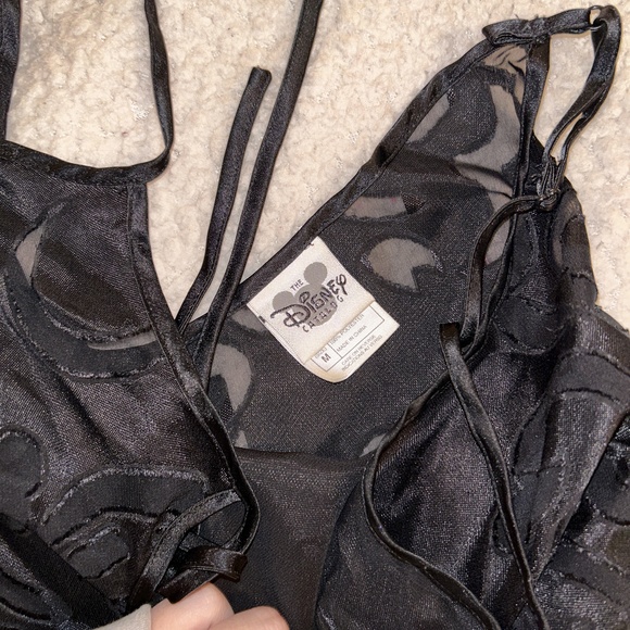 The Disney Catalog Black Spaghetti Straps Patterned Slip Dress Size M - Picture 4 of 6